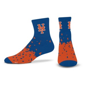 MLB New York Mets Adult Quarter Socks: Cushioned Heel & Toe, Knit Logo Design - 1 of 3