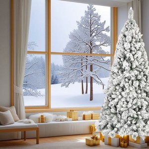 Resenkos Artificial 7.5ft Flock Christmas Tree with 1252PVC/Hard Needle Mixed Branch Tips - 1 of 4