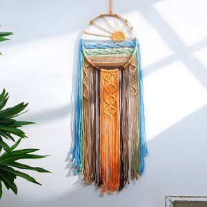 Aoibox Macrame Dream Catcher Wall Hanging - Hand Woven Boho Tapestry Sun Decor for Bedroom, Living Room, Nursery (Sunset) - 1 of 4