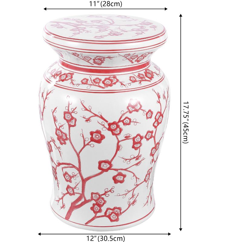 Cherry Blossom 17.75" Ceramic Garden Stool - JONATHAN Y, 3 of 9