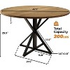 4-Person 47-Inch Round Dining Table – Wooden Dining Room Table with Metal Pedestal, 4-Split Tabletop Design for Easy Storage & Space Saving. - 2 of 4