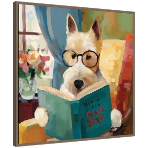 Kate & Laurel All Things Decor 30"x30" Sylvie How To Be A Good Boy Framed Canvas by Mary Sparrow Gold - 1 of 4