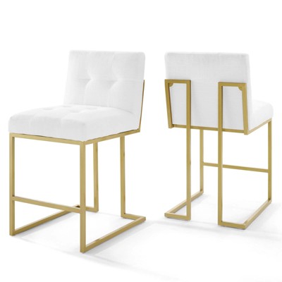 Modway Privy Gold Stainless Steel Upholstered Fabric Counter Stool Set of 2