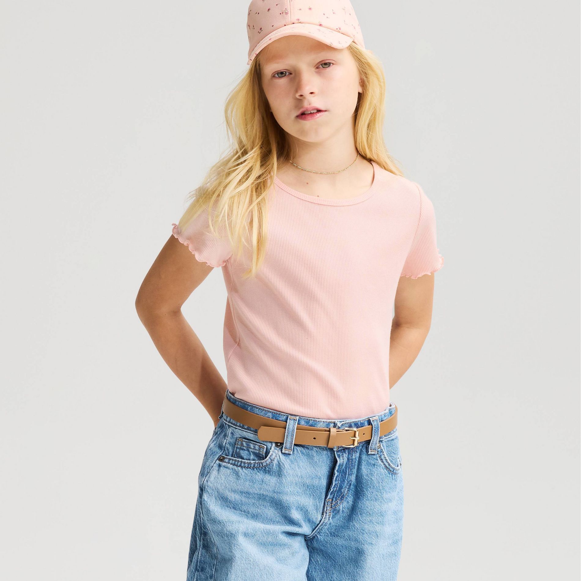 Girls' Short Sleeve Ribbed Fitted T-Shirt - Cat & Jack™