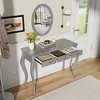 TOBILI Makeup Vanity Desk with Oval Mirror, 3-Drawer Dressing Table for Jewelry Storage, Elegant Console Table for Living Room & Bedroom,Silver - 3 of 4