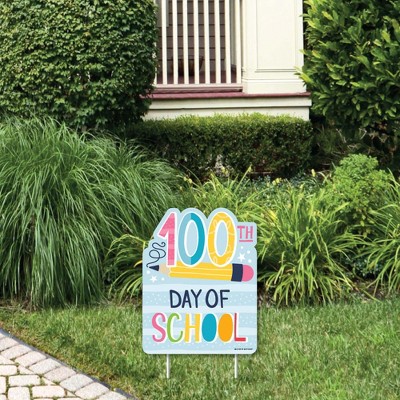 Big Dot of Happiness Happy 100th Day of School - Outdoor Lawn Sign - 100 Days Party Yard Sign - 1 Piece