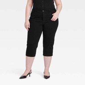 Women's Mid-Rise 80's Slim Fit Capri Jeans - Universal Thread™ Black - 1 of 3