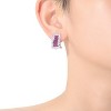 Guili Halloween Dazzling Sterling Silver & Purple Gemstone Cluster Stud Earrings with Diamond Halo - 3 of 3