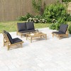 vidaXL 4 Piece Patio Lounge Set with Dark Gray Cushions Bamboo - 2 of 4