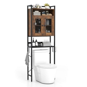 Costway Over The Toilet Cabinet Bathroom Toilet Storage Organizer with Double Door Cabinet - 1 of 4
