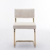 Vynxaria Set of 2 Modern Dining Chairs, Beige Corduroy Fabric with Channel Tufting, Gold Metal Base, Armless Accent Side Chairs for Kitchen - 3 of 4