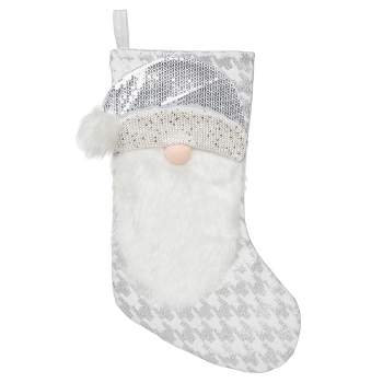 Transpac Polyester 17.72 in. Multicolored Christmas Glam Santa Stocking