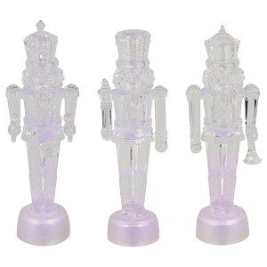 Northlight LED Lighted Icy Crystal Nutcracker Christmas Figures - 7.5" - Multicolor Lights -Set of 3 - 1 of 4