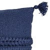 14" x 22" Navy Braided Stripes Hand Woven Premium Outdoor Patio Accent Throw Pillow w/ Tassels - 4 of 4
