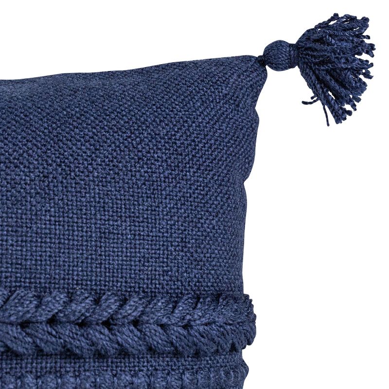 Navy Braided Stripes 14X22 Hand Woven Filled Outdoor Pillow - Foreside Home & Garden, 5 of 7