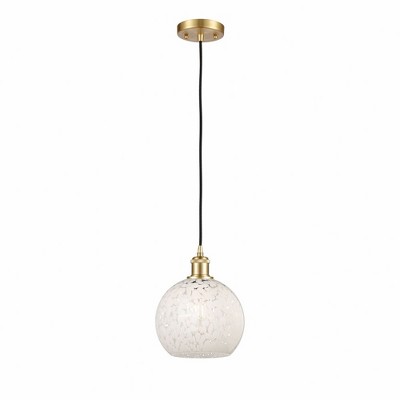 White Mouchette - 1 Light Cord Hung Mini Pendant In Modern Style-10 Inches Tall and 8 Inches Wide