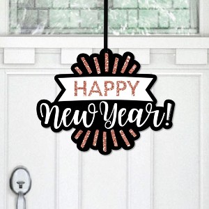 Big Dot of Happiness Rose Gold Happy New Year - Hanging Porch New Years Eve Party Outdoor Decorations - Front Door Decor - 1 Piece Sign - 1 of 4