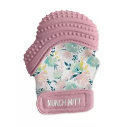 Malarkey Kids Munch Teether Mitt with Wash Travel Bag - Pink Floral - 2ct