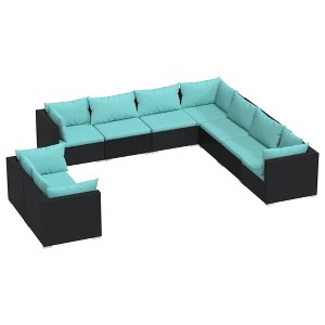 vidaXL Garden Lounge Set Black PE rattan Large Modern Design - 1 of 4