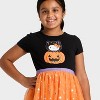 Girls' Sanrio Hello Kitty Halloween Tulle Character Dress - Black/Orange - 2 of 4