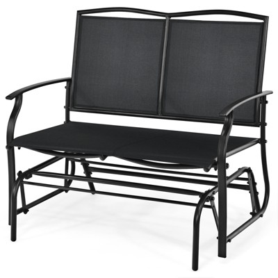 Tangkula 2 Person Swing Glider Bench Patio Rocking Lounge Chair w/Steel Frame for Garden Backyard Balcony Gray/Black