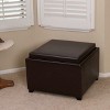 GDFStudio Brunello Contemporary Bonded Leather Tray Top Storage Ottoman, Chocolate Brown/Dark Brown - 2 of 4