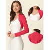INSPIRE CHIC Women's Elegant Long Sleeve Knit Open Front Crop Bolero Shrug - 2 of 4