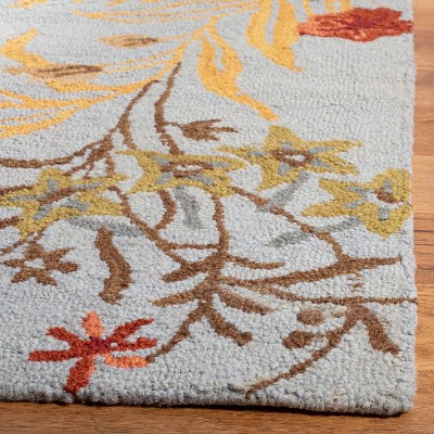 Blue Multi Floral Wool 8' x 10' Handmade Area Rug