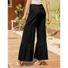 Women's High Waist Wide Leg Pants Ruffle Smocked Waist Tie Belt Trousers - 3 of 4