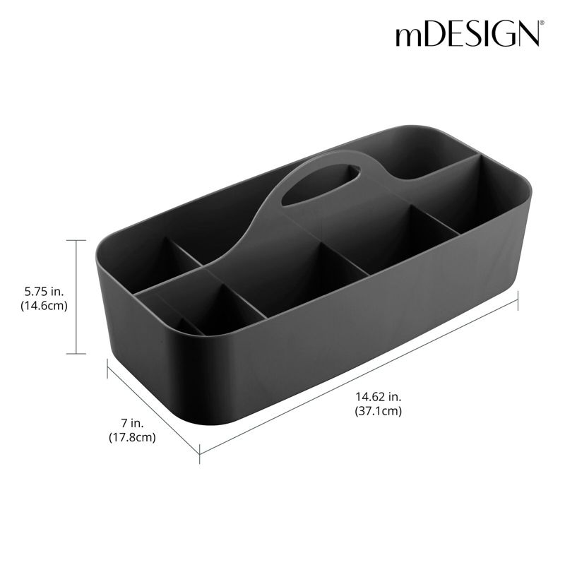 mDesign Large Plastic Divided Office Organizer Caddy Tote with Handle, 3 of 7