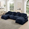 Mid-Century U-Shape Sectional Sofa with Ottomans, 4-Seat Sofa with Flared Arms and Removable Skirts, Chenille Couch with Cushion-Coolbibila - 2 of 4