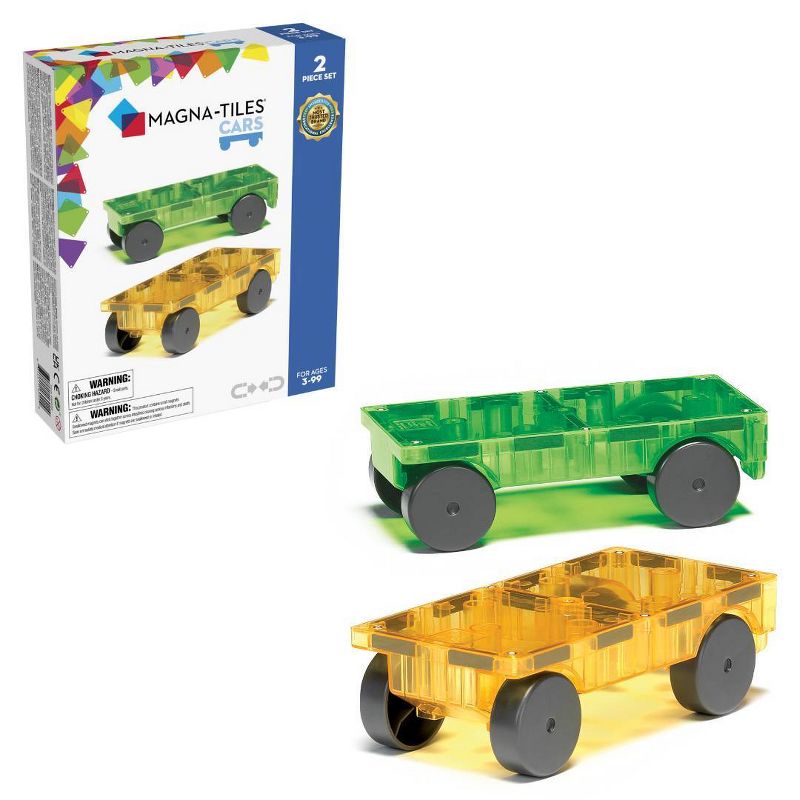 MAGNA-TILES Cars 2pc Expansion Set: Green &#38; Yellow, 1 of 8