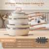 Itopfox 12-Piece Nonstick Cookware Set, White Granite Induction Kitchen Cooking Set with Frying Pans, Saucepans, Steamer, PFAS, PFOA, PFOS Free - 2 of 4