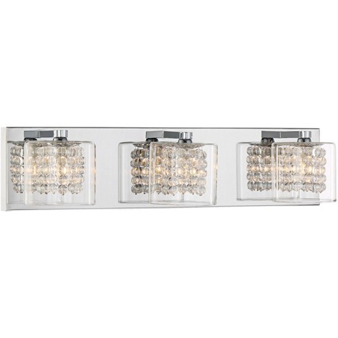 Possini Euro Design Modern Wall Light, Chrome Bathroom Light Fixtures With Clear Glass