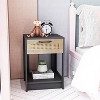 Nightstand, Rattan Decor Drawer with Drawer and Open Shelf, Mid Century Modern End Table, Wood Nightstand for Bedroom,Living Room, - 4 of 4