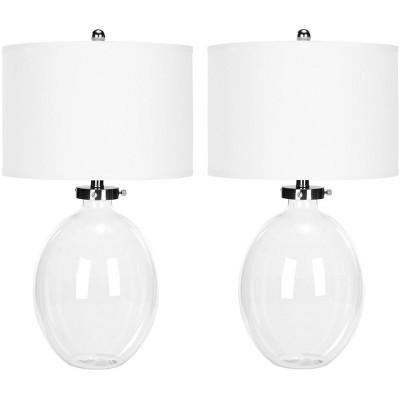 Neville 26" Clear Glass and Silver Iron Trim Table Lamp Set