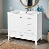 36" Black Bathroom Vanity with Solid Pine Frame, 1 Soft Close Door and 3 Drawers , Modern Storage Cabinet - Leovsnove - 2 of 4
