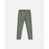 Deux par Deux Girl Leggings Green with Flower Print - 4 of 4