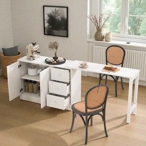 Mshliw 89.7'' Wooden Sideboard with Extendable Table, Multifunctional Storage Cabinet with 2 Doors and 3 Drawers for Living Room, Kitchen, Foyer - 1 of 4