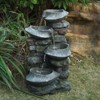 Okak 31.5IN Tall Water Fountain with 4-Tier Polyresin Cascading Rock Bowl, Waterfall Fountain with LED, Outdoor Fountain for Garden, Gray - 2 of 4