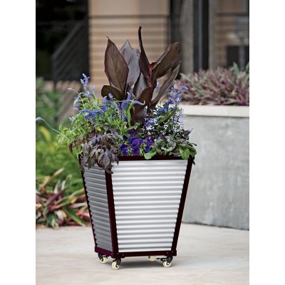 Gardeners Supply Company Tall Self Watering Planter Box | Heavy Duty Galvanized Square Metal Frame w/ Large Water Reservoir | Perfect Flower Pots For Annuals Perrenials & Flowering Plants Patio Decor