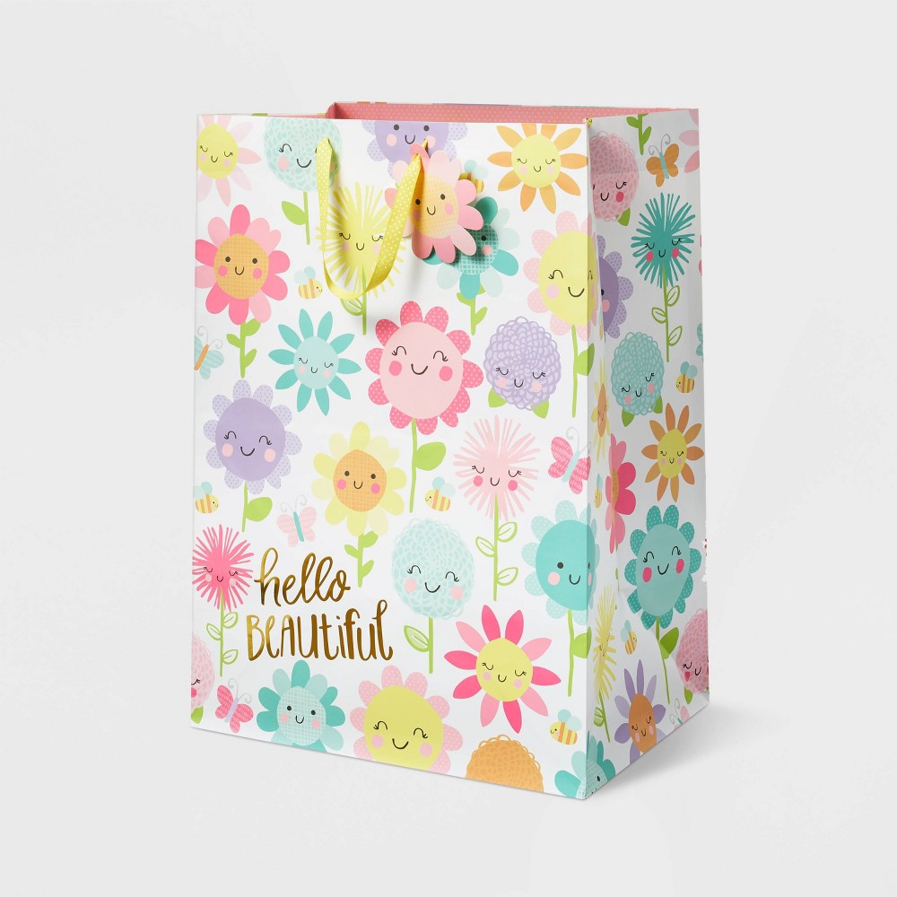 Photos - Other Souvenirs XLarge 'Hello Beautiful' Happy Floral Baby Shower Gift Bag - Spritz™