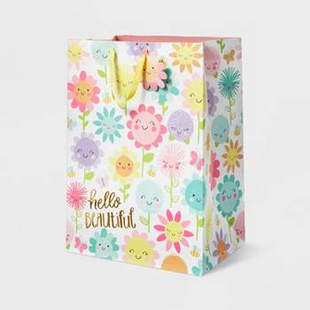 XLarge 'Hello Beautiful' Happy Floral Baby Shower Gift Bag - Spritz™