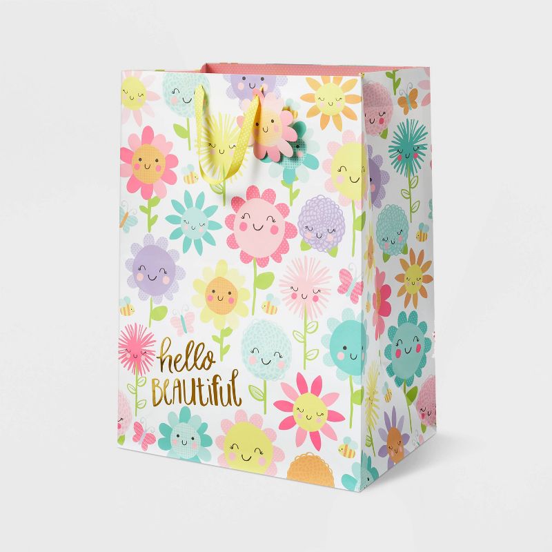XLarge &#39;Hello Beautiful&#39; Happy Floral Baby Shower Gift Bag - Spritz&#8482;, 1 of 4