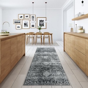 Coolmee Washable Area Rug for Living Room Distressed Vintage Soft Boho Floral Rug Non Slip Accent Carpet for Home Office - 1 of 4
