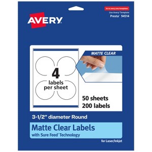 Avery Matte Clear Labels,  3-1/2" diameter Round - 1 of 4