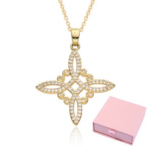 Elegant Pendant Necklace for Women – Fashionable Celtic Knot, Gilded Sterling, with Zirconia Accents - 1 of 3