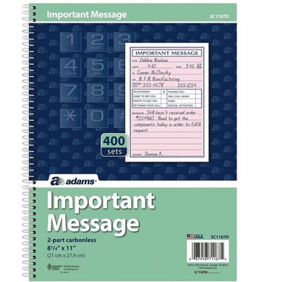 Adams Phone Message Pad 5.5 x 3.8 Ruled 100 Sheets SC1187D