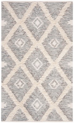Ivory and Gray Hand-Knotted Wool 6' x 9' Area Rug
