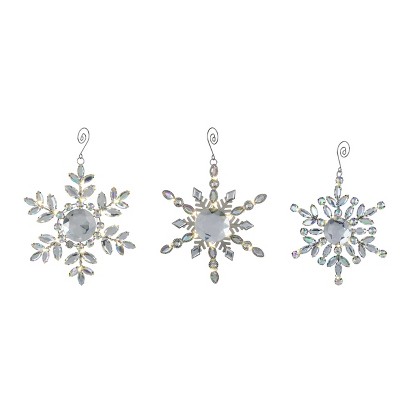 Transpac Metal 6 in. Silver Christmas Light Up Snowflake Ornament Set of 3